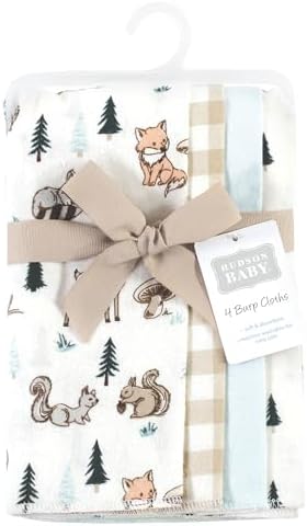 Hudson Baby Burp Cloths 8-Pack Boy Woodland Pals One Size