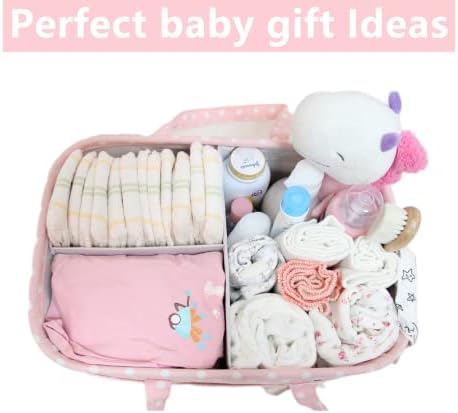 QiANBiRD Pink Diaper Caddy Organizer for Baby Girl