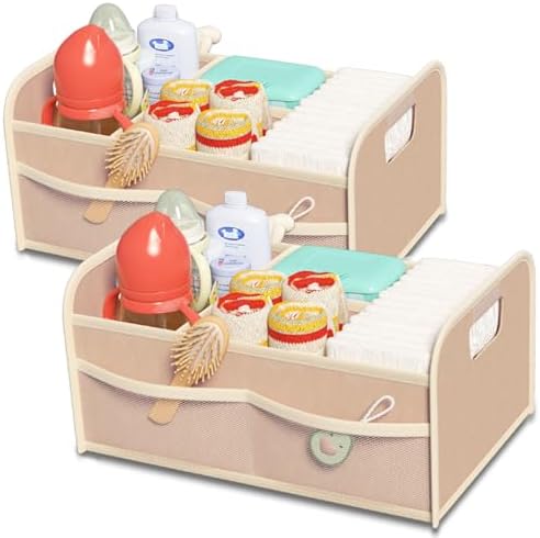BOPHILI Diaper Caddy Organizer 2 Pack - Brown