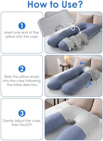 QUEEN ROSE Cooling Satin Pregnancy Pillow Cover Fits U C Shaped Pillows Grey