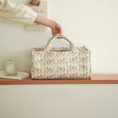 MOMIGO Floral Baby Diaper Caddy Organizer - Orange