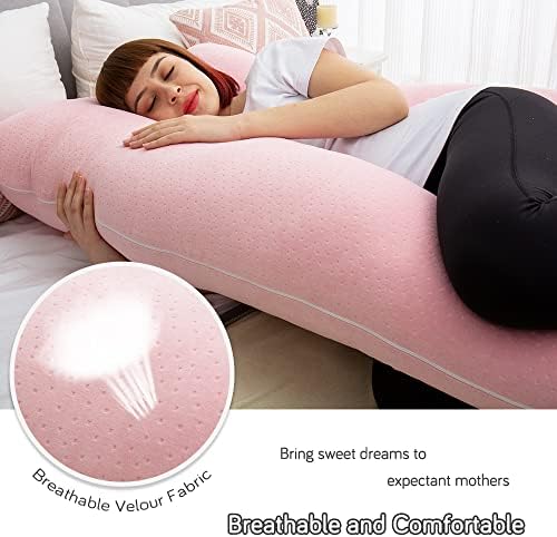 60 Inch U-Shaped Pregnancy Pillow with Velour Cover