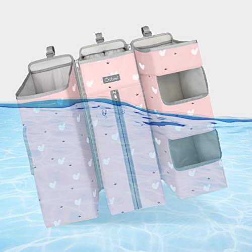 Orzbow 3-in-1 Hanging Diaper Caddy Organizer Pink