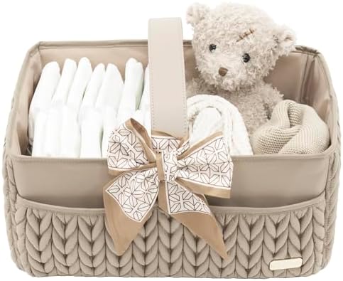 LUKJOJO Baby Diaper Caddy Organizer Beige