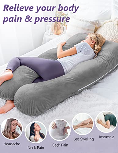 Meiz U Shaped Pregnancy Pillow with Removable Velvet Cover
