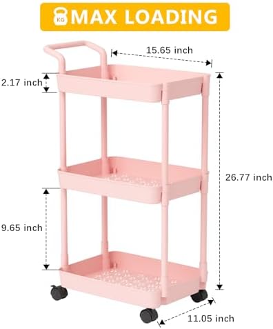 Volnamal Baby Diaper Caddy Cart - Pink Movable Easy to Assemble