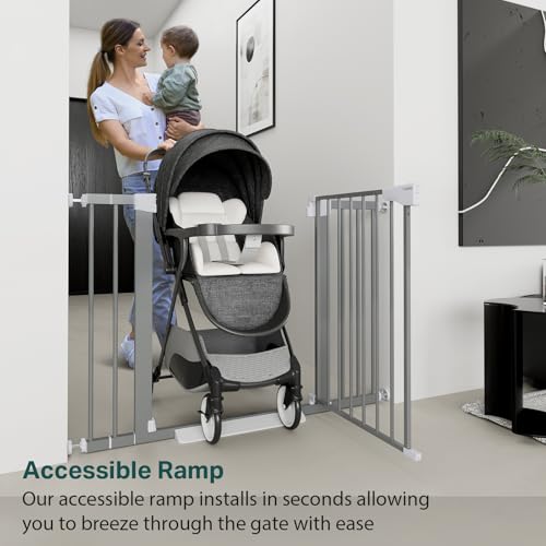 Cumbor 297-46 Inch Baby Gate for Stairs and Doors