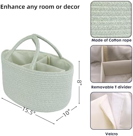 JUNBOLE Cotton Rope Diaper Caddy Organizer