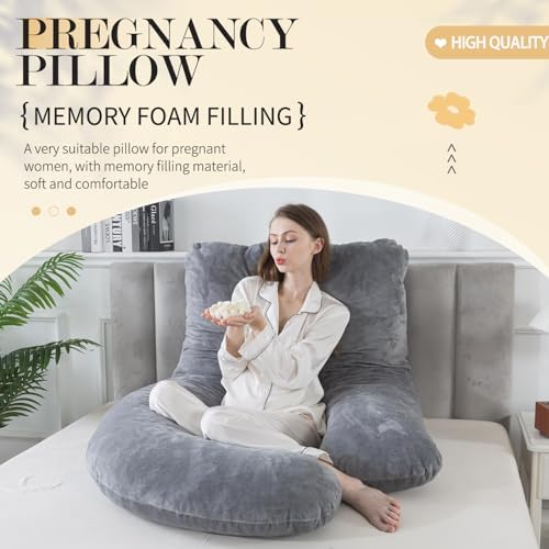 WhatsBedding J-Shaped Pregnancy Pillow for Full Body Support