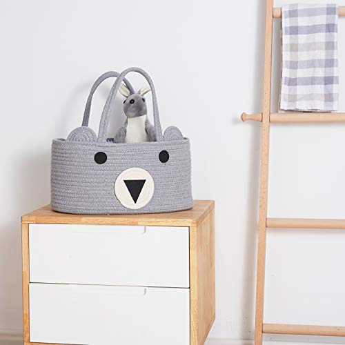 InfiBay Baby Diaper Caddy Organizer Large Bear Cotton Rope