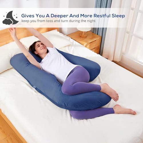 Sasttie Pregnancy Pillow - U Shaped Full Body Support Blue