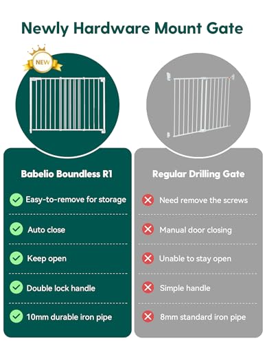 Babelio Stair Door Baby Gate No Bottom Bar 30 Tall Black