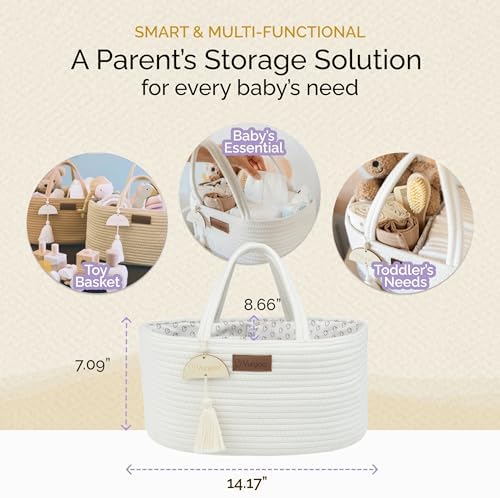 Yunioo Diaper Caddy Organizer Boho Style White 1