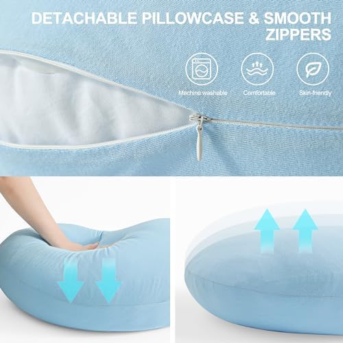 57 Inch J-Shaped Maternity Pillow with Removable Cover 1