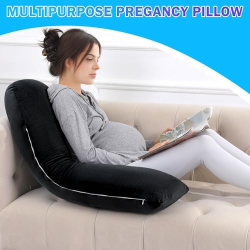 HOMBYS Shredded Memory Foam J-Shaped Maternity Pillow