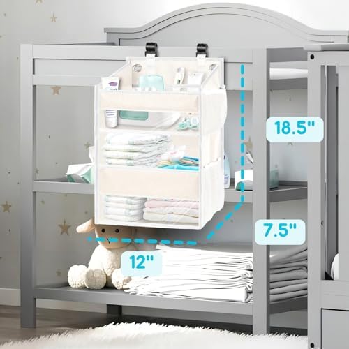 Ofiray-home Hanging Diaper Caddy 2-Tier with Mesh Pockets