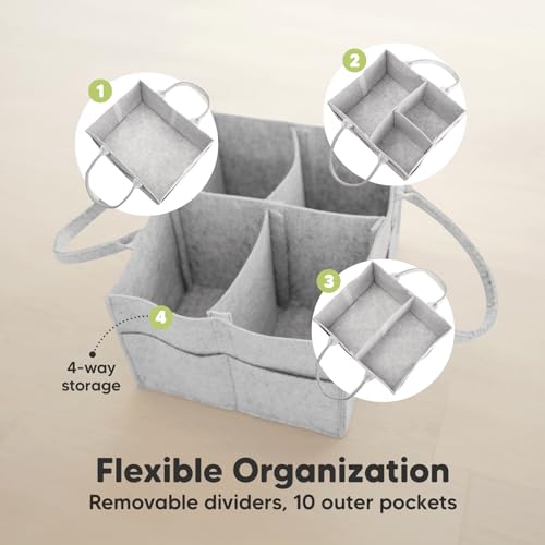 KeaBabies Baby Diaper Caddy Organizer with Handle - Classic Gray 1