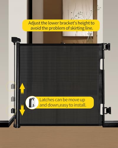 DEAR LOV Retractable Baby Gate - 33 Tall 55 Wide Black