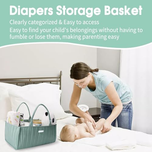 ChicMoments Baby Diaper Caddy Organizer - Matcha Green