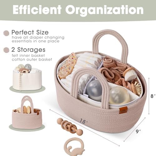 JJOO 2-in-1 Diaper Caddy with Water-Resistant Lining