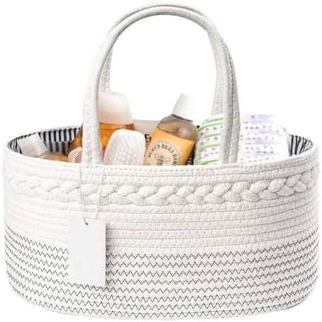 Moufhia Diaper Caddy Organizer with Cotton Rope Handle