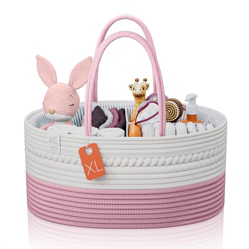 KiddyCare Woven Diaper Caddy Organizer Gray Large 1