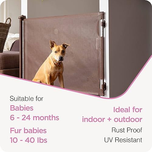 Perma Child Safety Retractable Baby Gate 33 x 71 Brown 1