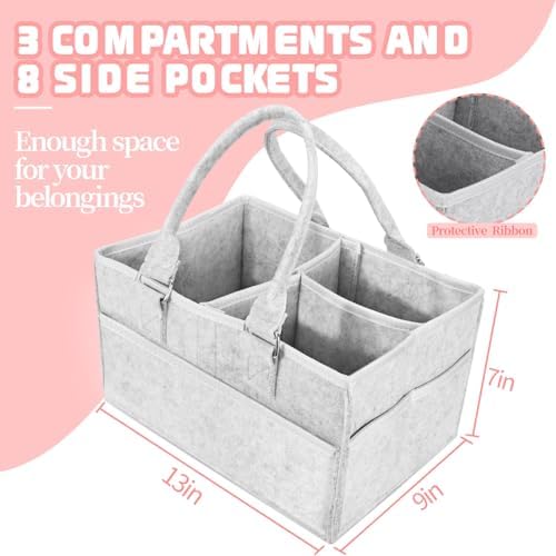 Baby Diaper Caddy with Handle and Side Pockets