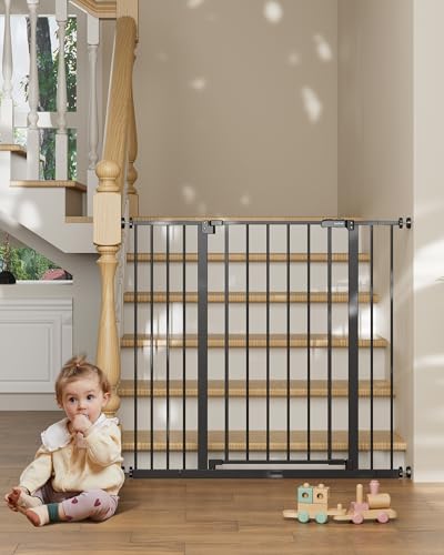 InnoTruth 36 Baby Gate for Stairs and Doorways Dual Lock Black