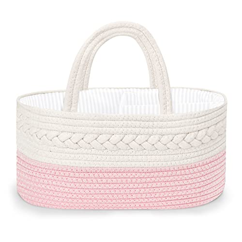 Maliton Diaper Caddy for Baby Girl - Cotton Rope Organizer