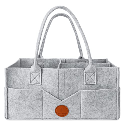 Maliton Diaper Caddy Organizer - Grey 15x9x7 Inch Felt Material 8 Pockets