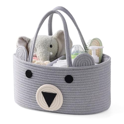 InfiBay Baby Diaper Caddy Organizer Large Bear Cotton Rope