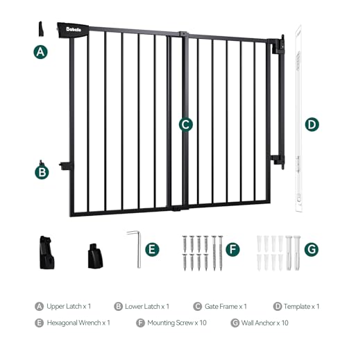 Babelio 297-465 Baby Pet Gate No Bottom Bar Black