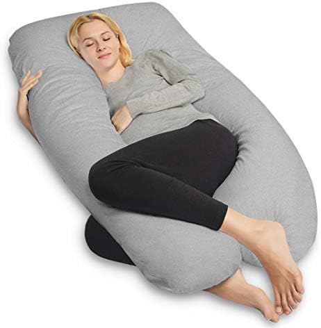 COSMOPLUS U Shaped Full Body Pillow Case for Maternity - Light Grey