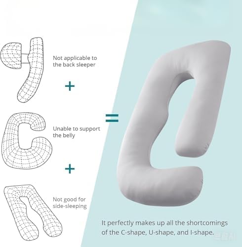 ZZZhen G Shaped Pregnancy Pillow - 56 Inch Support Back Hips Legs