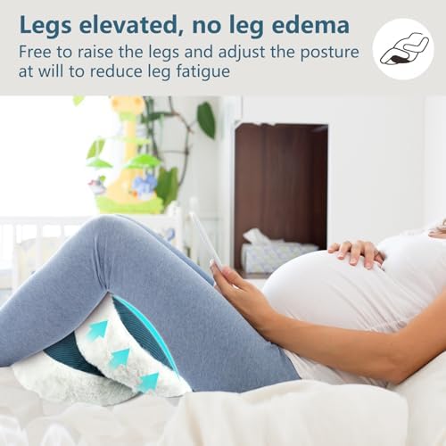 VSTM Pregnancy Pillow with Adjustable Width and Soft Faux Fur