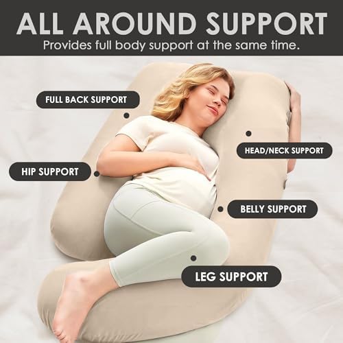 Stone Black Home Pregnancy Pillow - Oat Beige