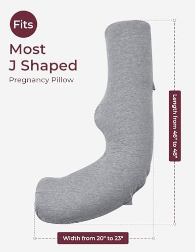Momcozy J-Shaped Pregnancy Pillow Cover Soft Removable Grey