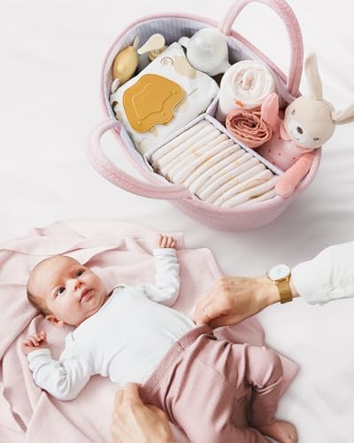 Maliton Baby Diaper Caddy Organizer with Cotton Rope Basket 1