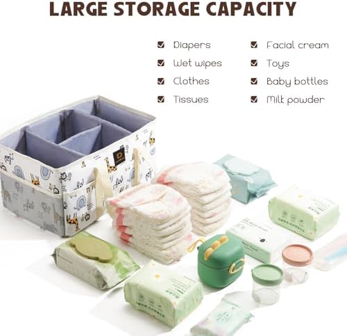 JANSBEN Baby Diaper Caddy Organizer - Large Tote Bag for Newborn Essentials