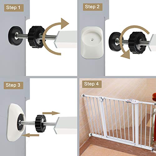 Vmaisi 4 Pack Wall Cup Protector - Pressure Mount Baby Gate Stabilizer White