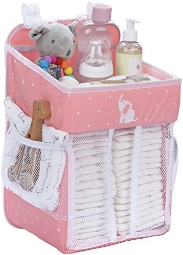 Cradle Star Hanging Diaper Caddy Organizer - 50 Diapers - Pink 17x9x9