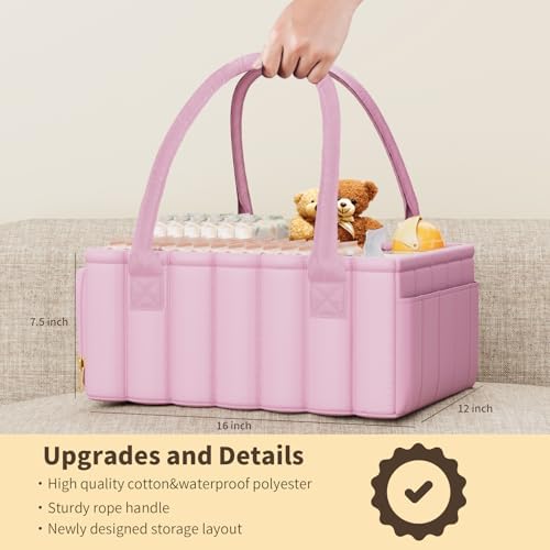 Clever Pink Baby Diaper Caddy Organizer Storage Basket