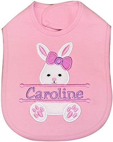 My1st Easter Bunny Bib for Baby Girl Personalized with Custom Name
