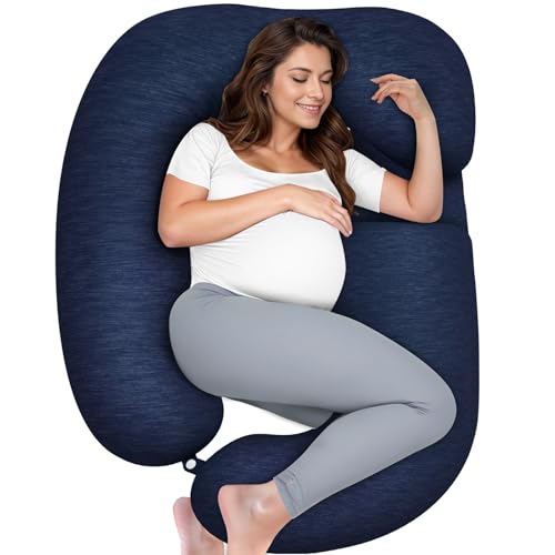 TranquilRelax Pregnancy Pillow with Blue Cover 1