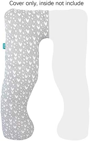 Biloban Pregnancy Pillow Cover U-Shaped Grey Hearts Print