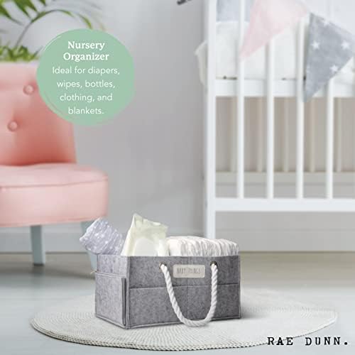 Rae Dunn Diaper Caddy Organizer Small Grey Felt