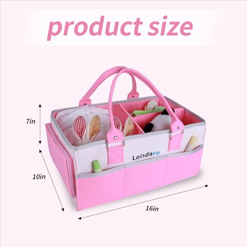 Loisdaro Baby Diaper Caddy with Handles and Dividers