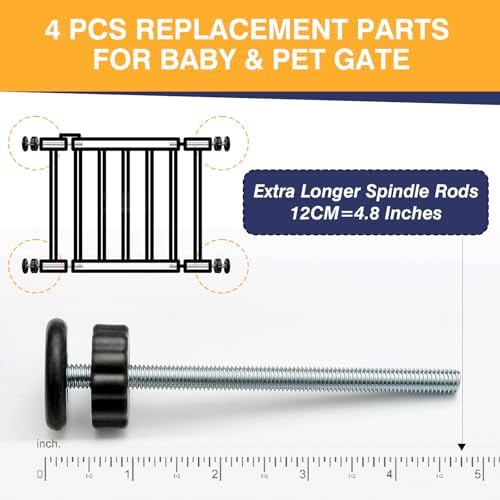 4 PCS Baby Gate Replacement Parts 8MM Spindle Rods