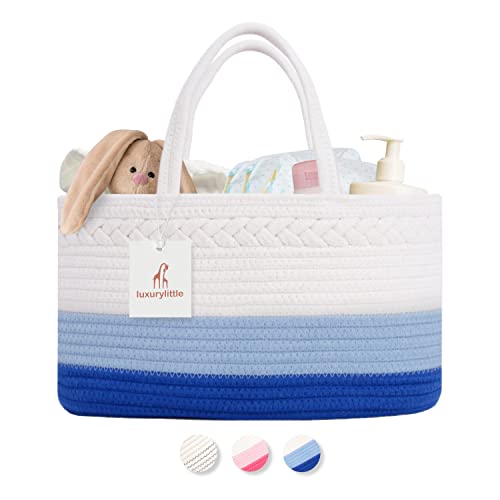 Luxury Little Baby Diaper Caddy Organizer - Blue 1